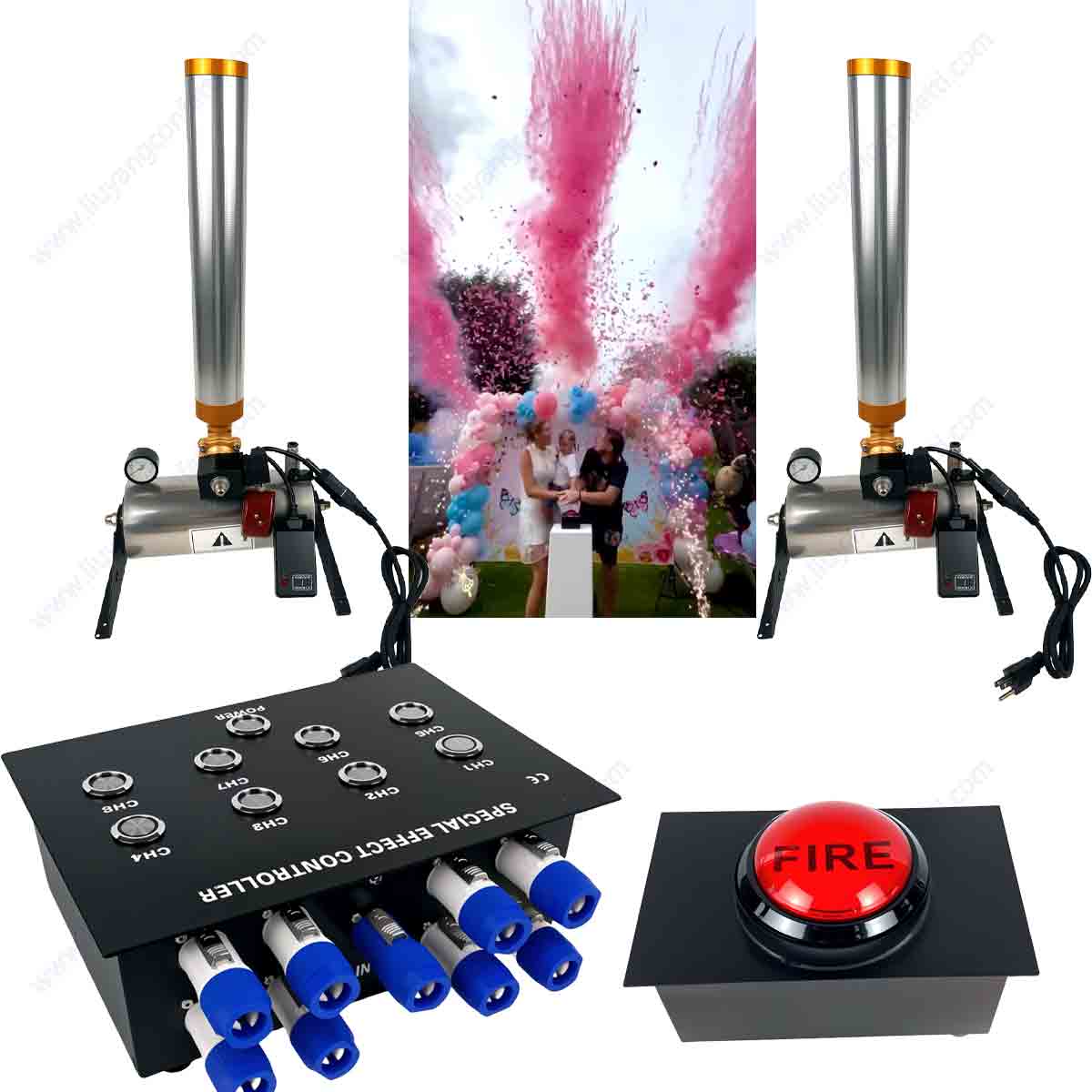 Confetti Cannon Tube - الجنس تكشف الدخان 8-way وحدة تحكم