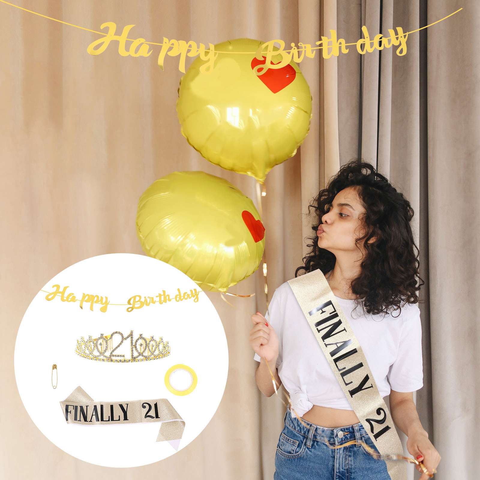 مجموعة واحدة من إكسسوارات حفلا - مراجعة Birthday Sash Glitter وسعره