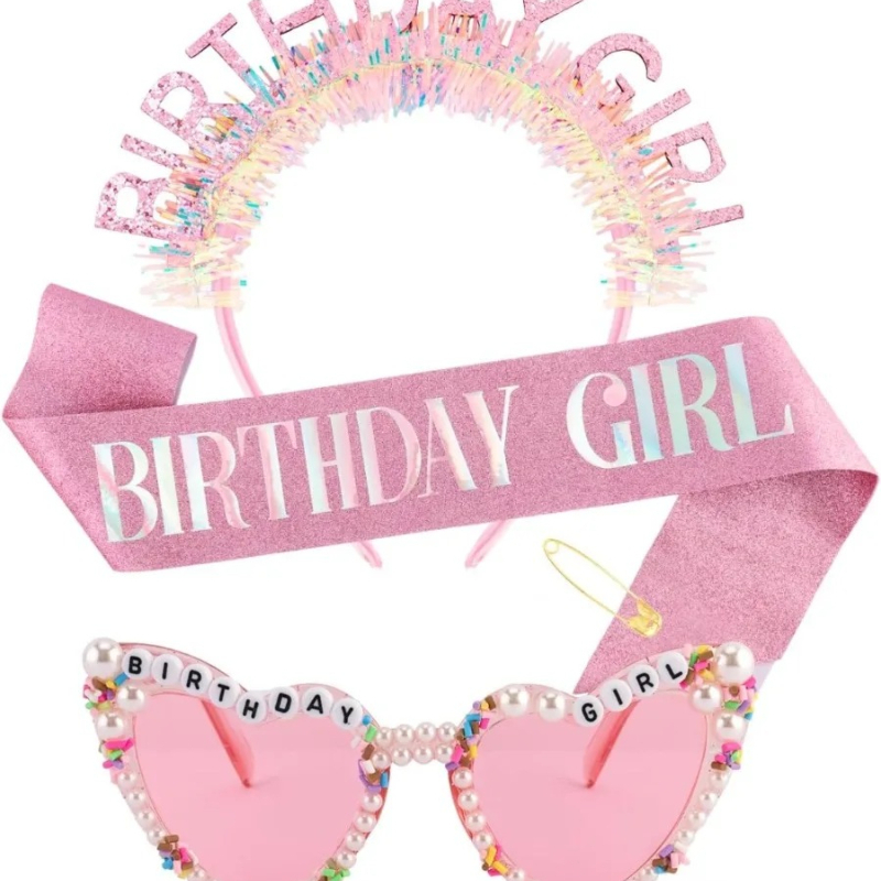 وشاح عيد ميلاد للفتاة، عصابة ر - مراجعة Birthday Sash Glitter وسعره