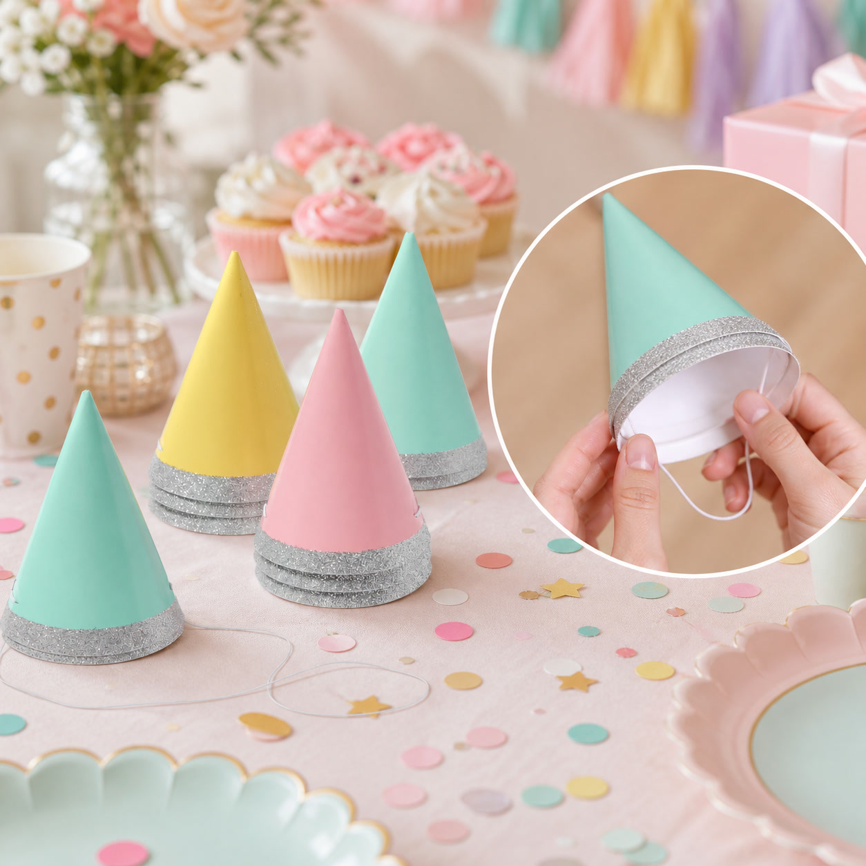 قبعات حفلات صغيرة لامعة بحجم 4 - مراجعة Party Hat Cone وسعره