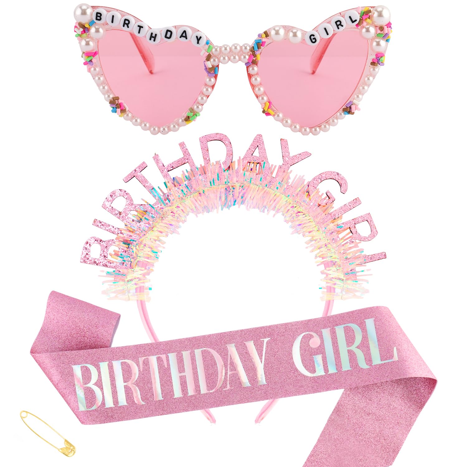 طقم عصابة رأس وشاح نظارات شمسي - مراجعة Birthday Sash Glitter وسعره
