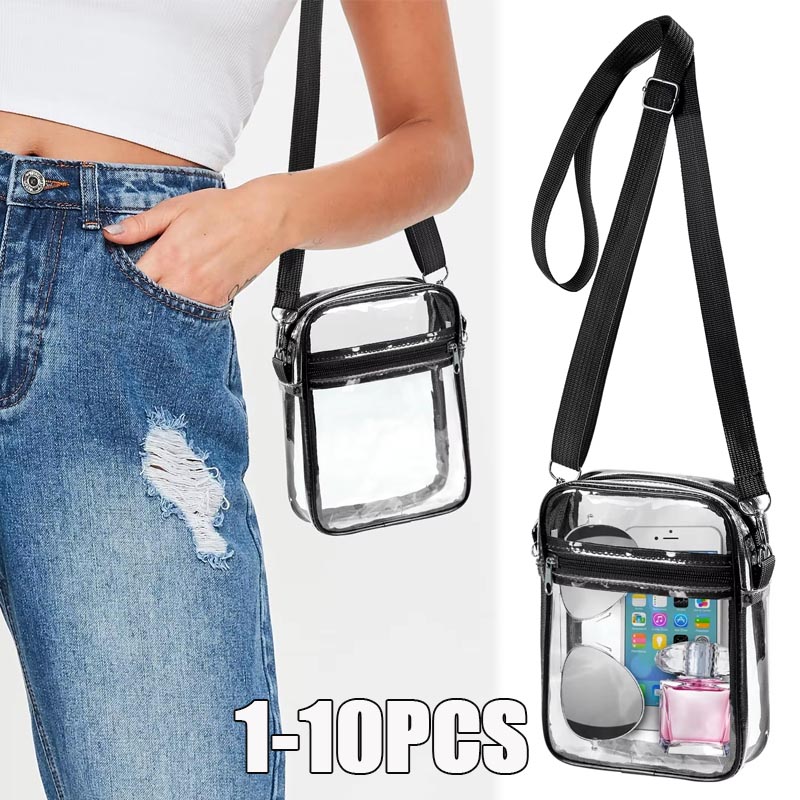 1-10 قطع حقيبة كروس بودي شفافة - مراجعة Event & Party Supply Photos وسعره